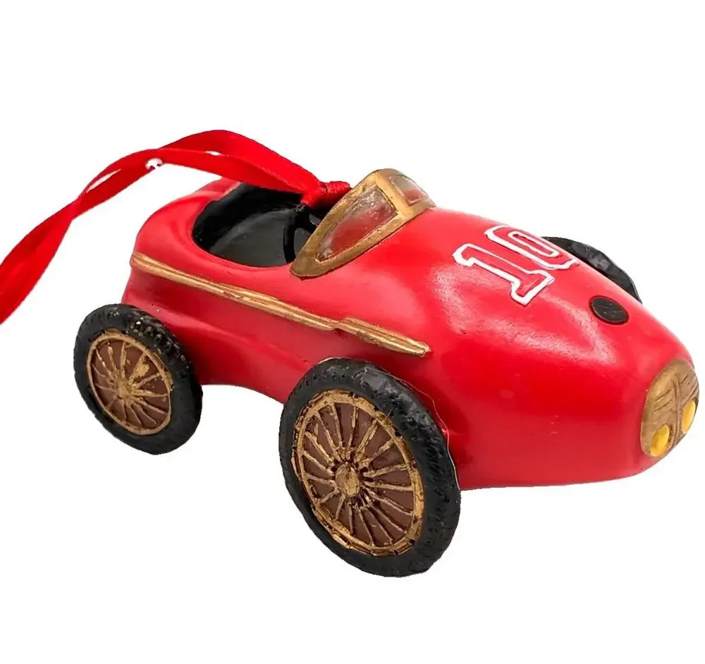 Vintage Red Race Car Christmas Ornament Number 10 3inches